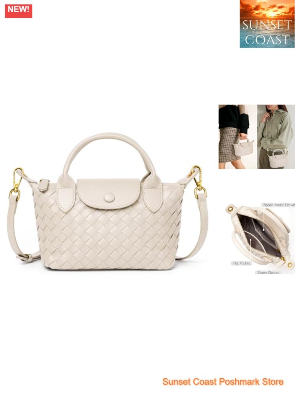 Hand Woven Vegan Leather Mini Crossbody Bag Dumpling Top Handle Purse